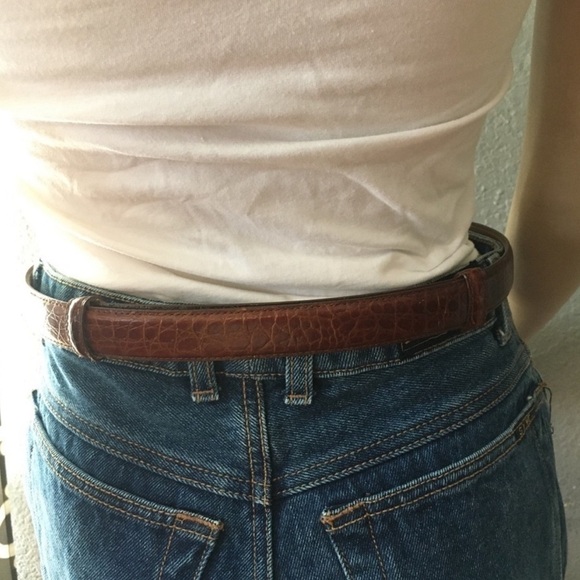 Italian Embossed croco brown, gold belt size:S/M - Picture 7 of 16